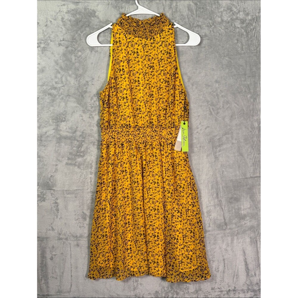 NWT New Sam Edelman Yellow Purple Ditsy Floral Halter Dress Size 8
